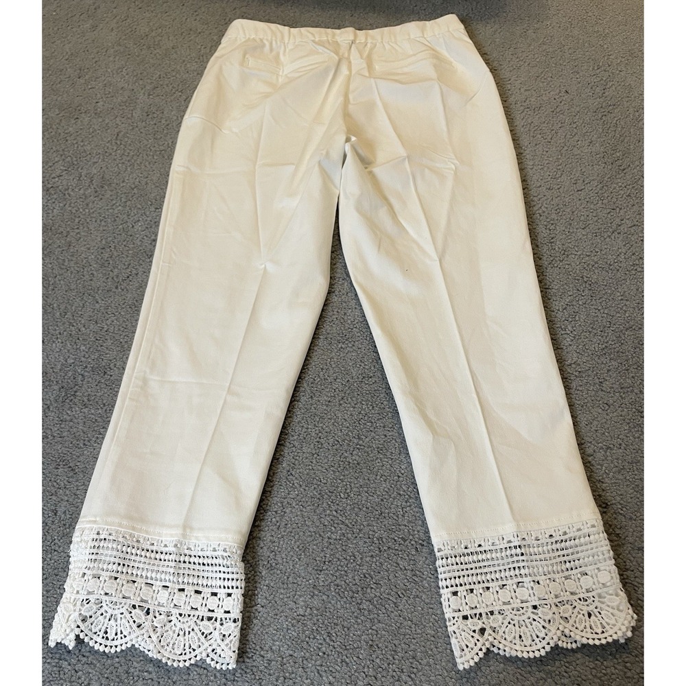 ISAAC MIZRAHI Tapered Leg Womens Pants 12 Embroidered Lace Ankle Pull On City - Picture 3 of 11